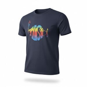 Phish Band Rainbow Fish Blowing Bubbles Logo Tour Shirt Adult XL Blue Vintage